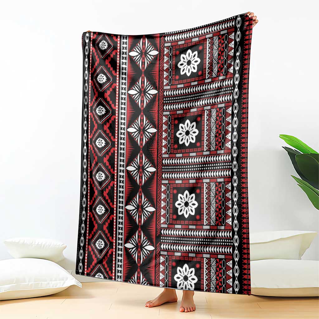 Fiji Masi Tapa Pattern Red Blanket - Polynesian Pride