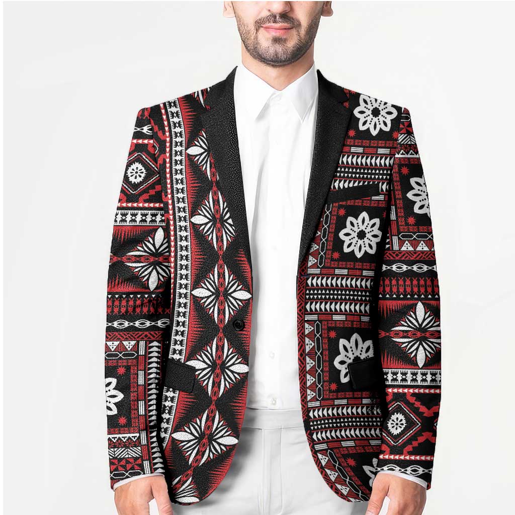 Fiji Masi Tapa Pattern Red Blazer LT01 - Polynesian Pride