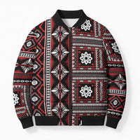 Fiji Masi Tapa Pattern Red Bomber Puffer Jacket - Polynesian Pride