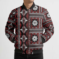 Fiji Masi Tapa Pattern Red Bomber Puffer Jacket - Polynesian Pride