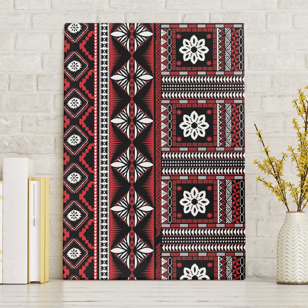 Fiji Masi Tapa Pattern Red Canvas Wall Art - Polynesian Pride