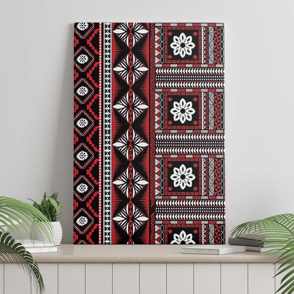Fiji Masi Tapa Pattern Red Canvas Wall Art - Polynesian Pride
