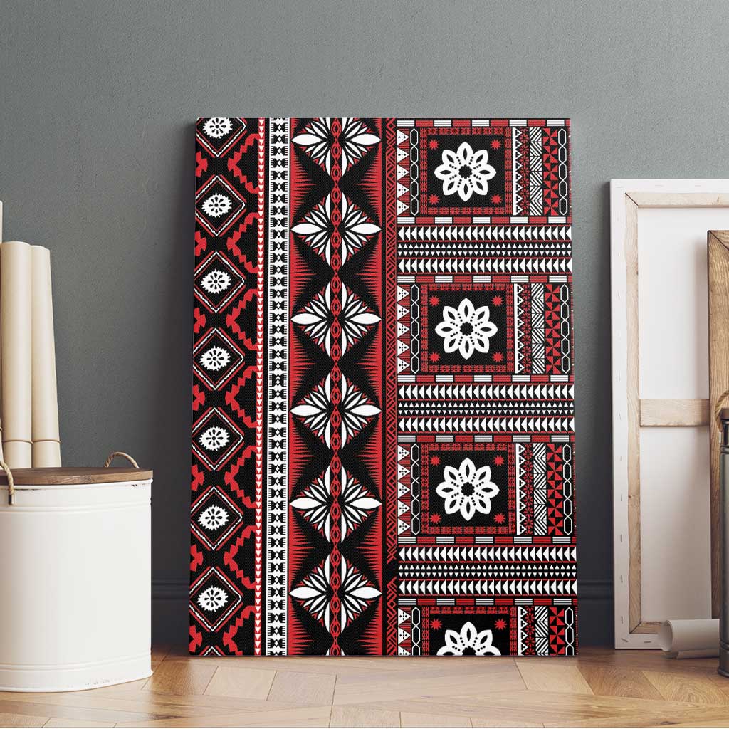 Fiji Masi Tapa Pattern Red Canvas Wall Art - Polynesian Pride