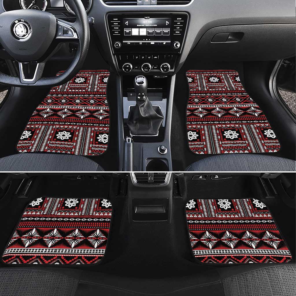 Fiji Masi Tapa Pattern Red Car Mats LT01 Set 4pcs Red - Polynesian Pride
