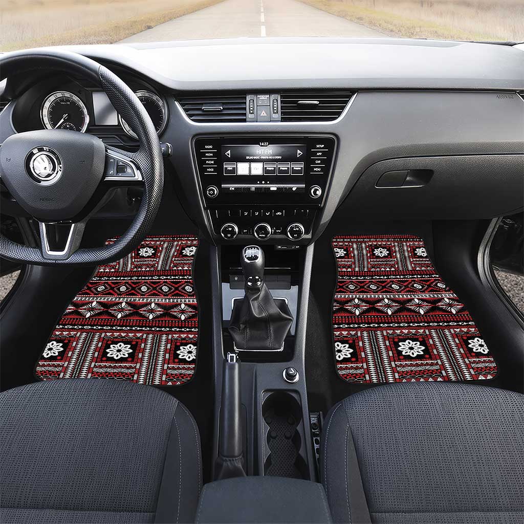 Fiji Masi Tapa Pattern Red Car Mats LT01 Set 2pcs - Front Red - Polynesian Pride