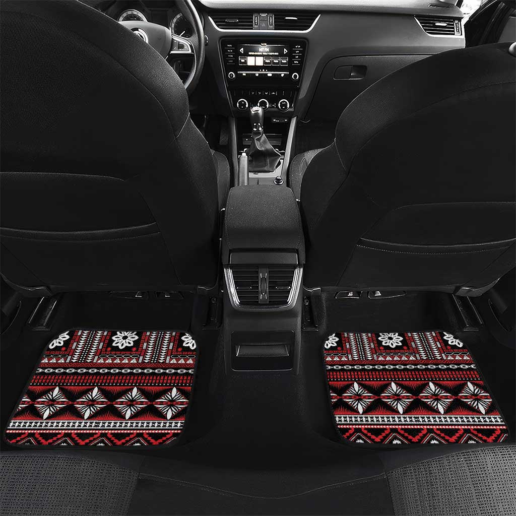 Fiji Masi Tapa Pattern Red Car Mats LT01 Set 2pcs - Back Red - Polynesian Pride