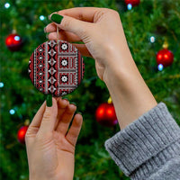 Fiji Masi Tapa Pattern Red Ceramic Ornament LT01 - Polynesian Pride
