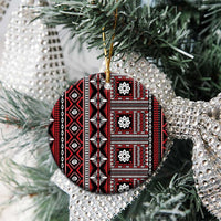 Fiji Masi Tapa Pattern Red Ceramic Ornament LT01 - Polynesian Pride