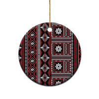 Fiji Masi Tapa Pattern Red Ceramic Ornament LT01 - Polynesian Pride