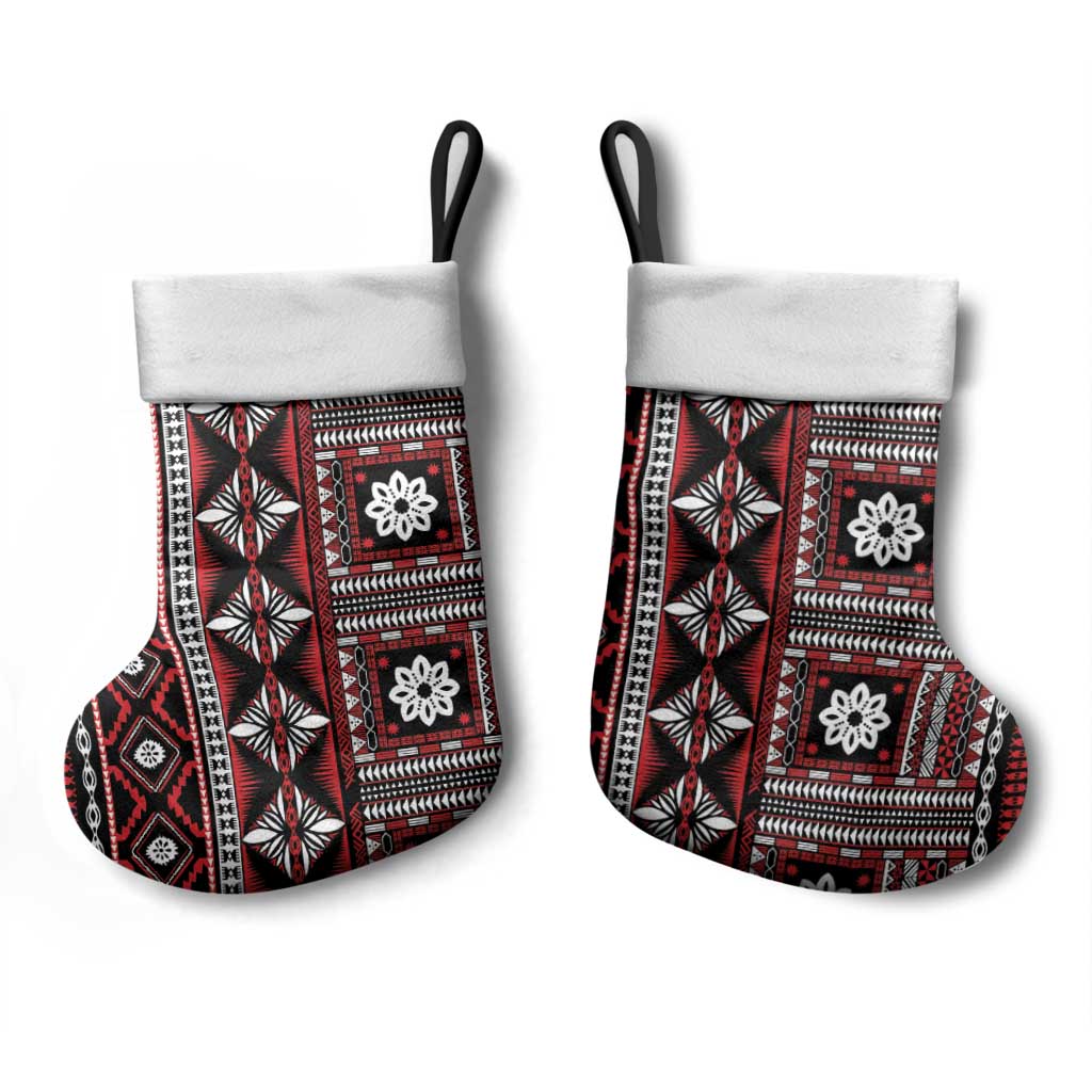 Fiji Masi Tapa Pattern Red Christmas Stocking LT01 - Polynesian Pride