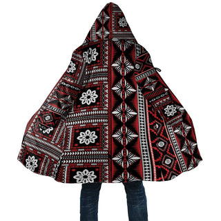 Fiji Masi Tapa Pattern Red Cloak LT01 - Unisex / S / Red