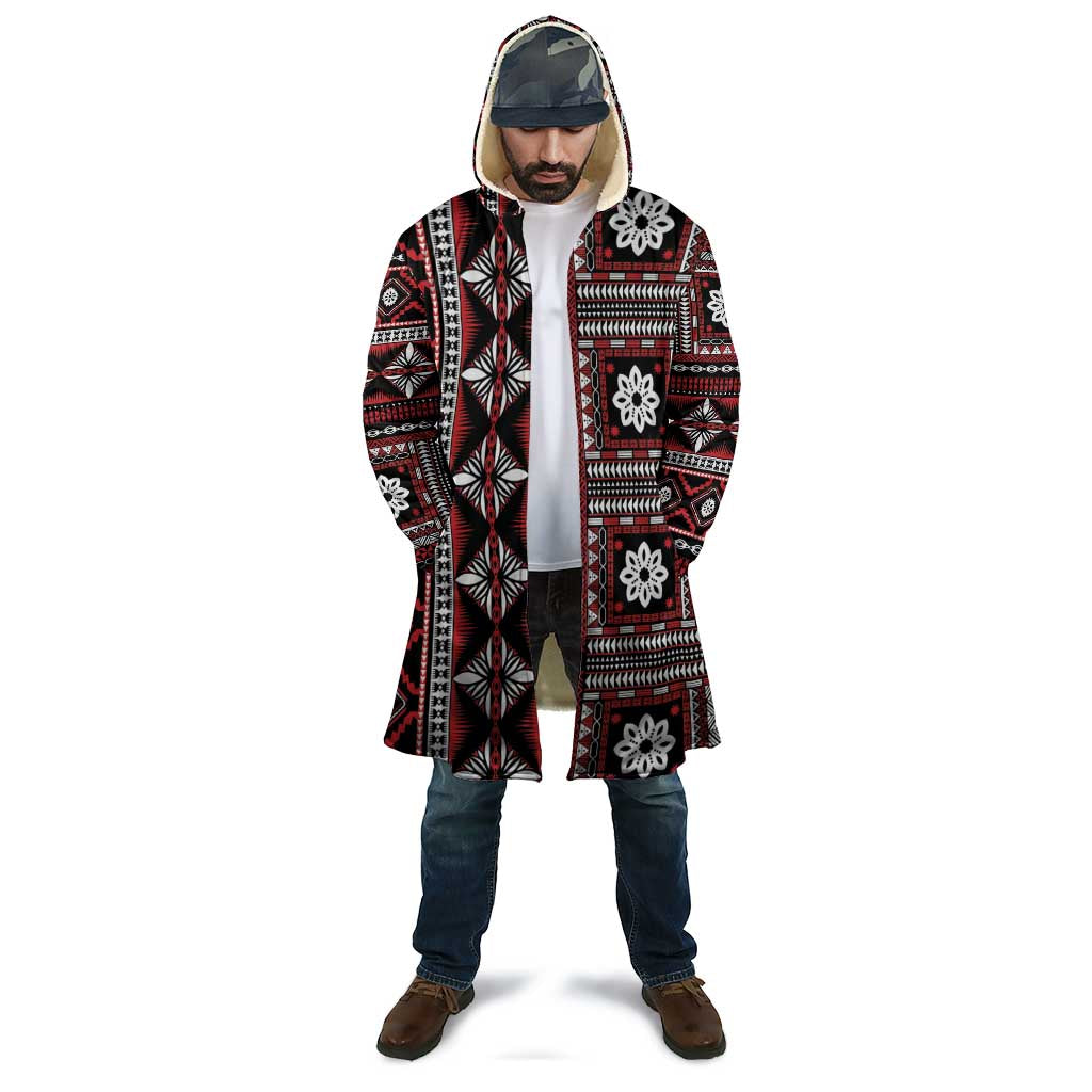Fiji Masi Tapa Pattern Red Cloak - Polynesian Pride