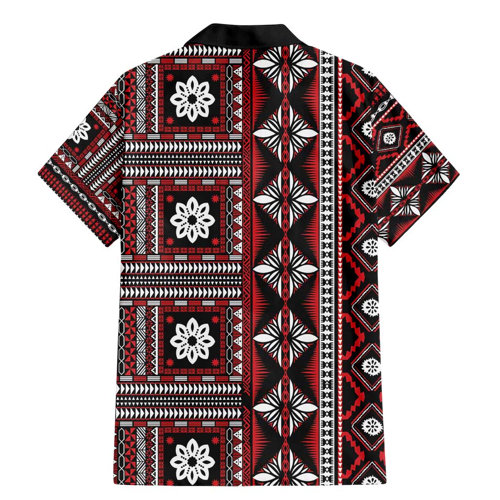 Fiji Masi Tapa Pattern Red Family Matching Mermaid Dress and Hawaiian Shirt - Polynesian Pride