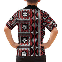 Fiji Masi Tapa Pattern Red Family Matching Summer Maxi Dress and Hawaiian Shirt - Polynesian Pride