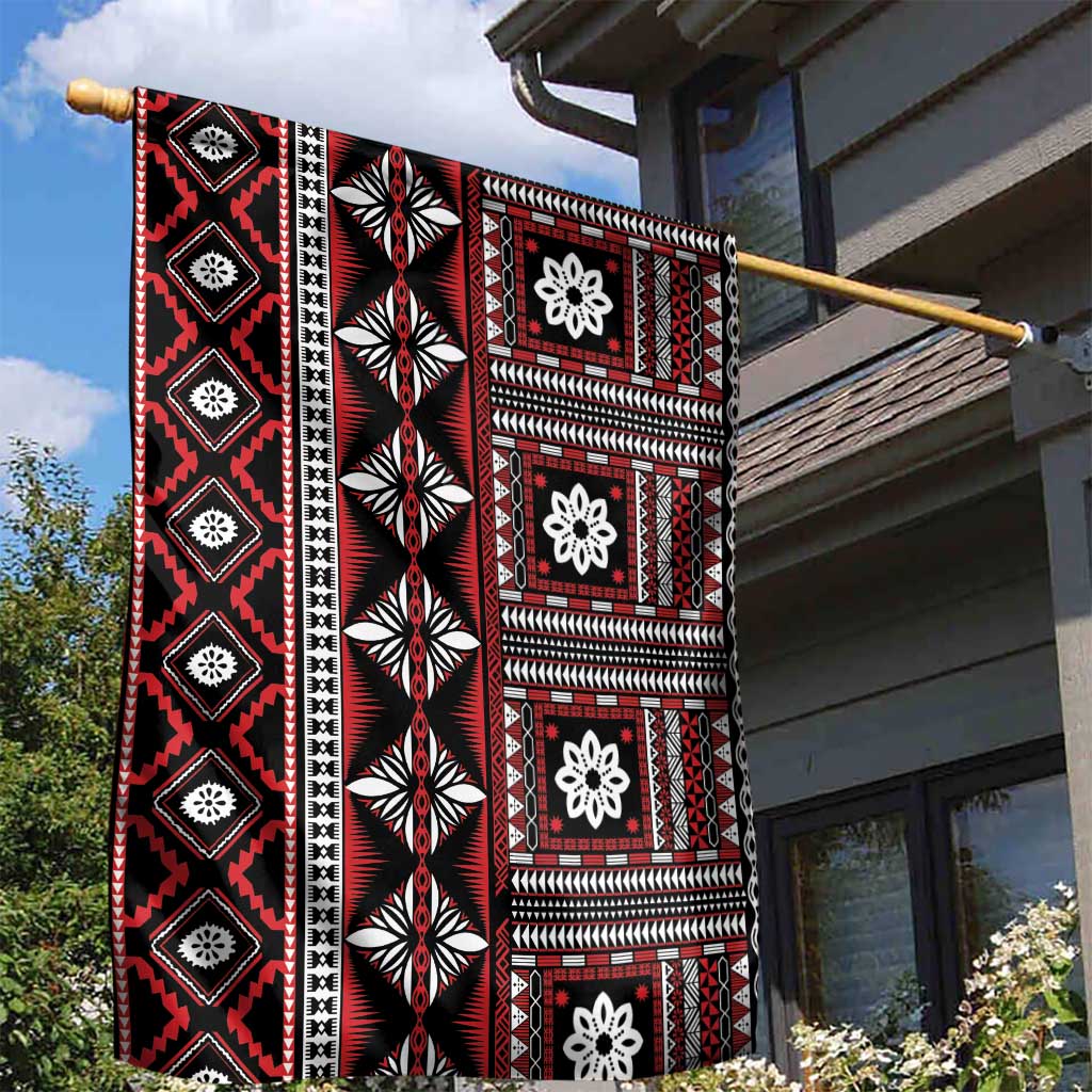 Fiji Masi Tapa Pattern Red Garden Flag - Polynesian Pride