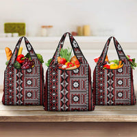 Fiji Masi Tapa Pattern Red Grocery Bag - Polynesian Pride