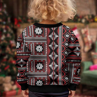 Fiji Masi Tapa Pattern Red Kid Ugly Christmas Sweater - Polynesian Pride