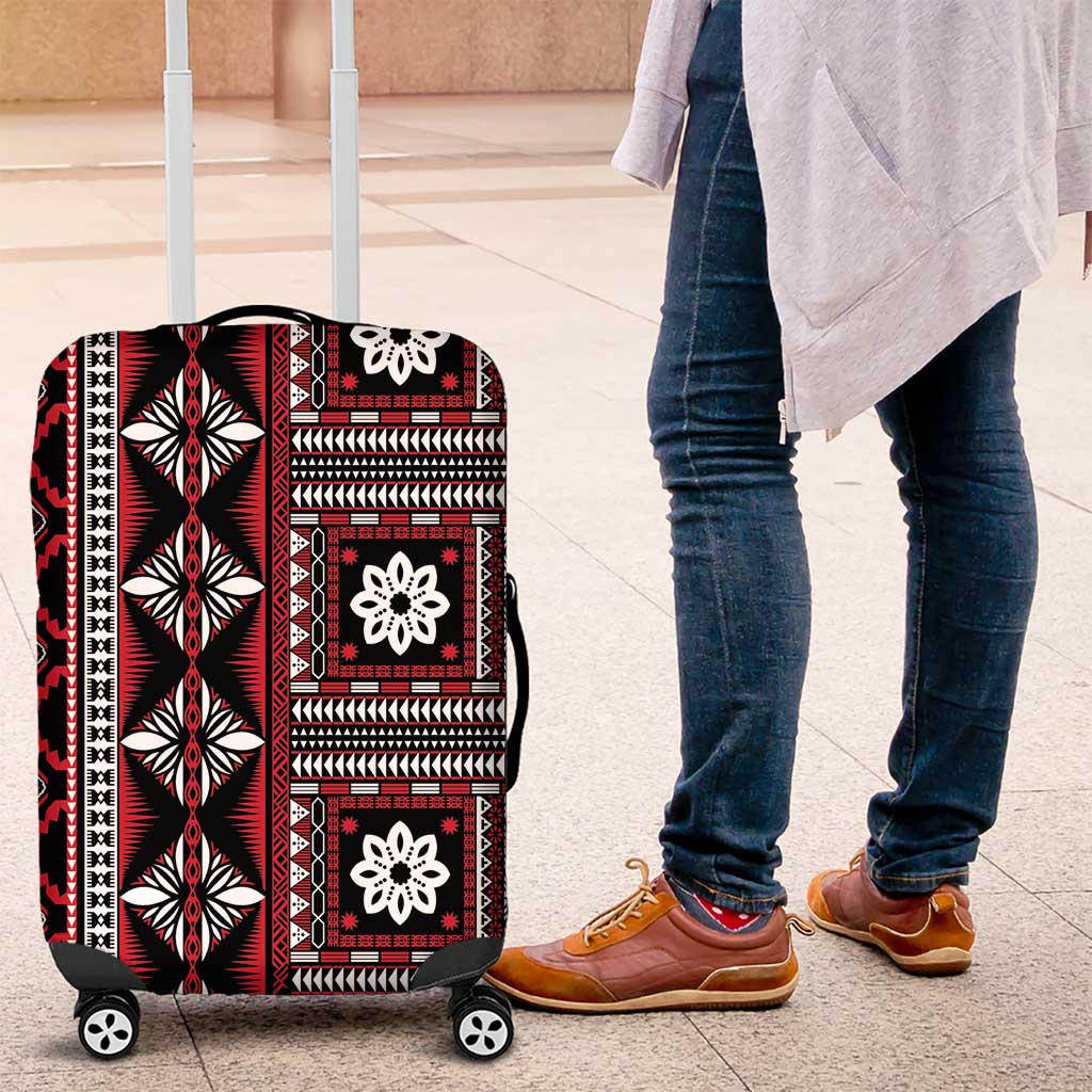 Fiji Masi Tapa Pattern Red Luggage Cover LT01 Red - Polynesian Pride