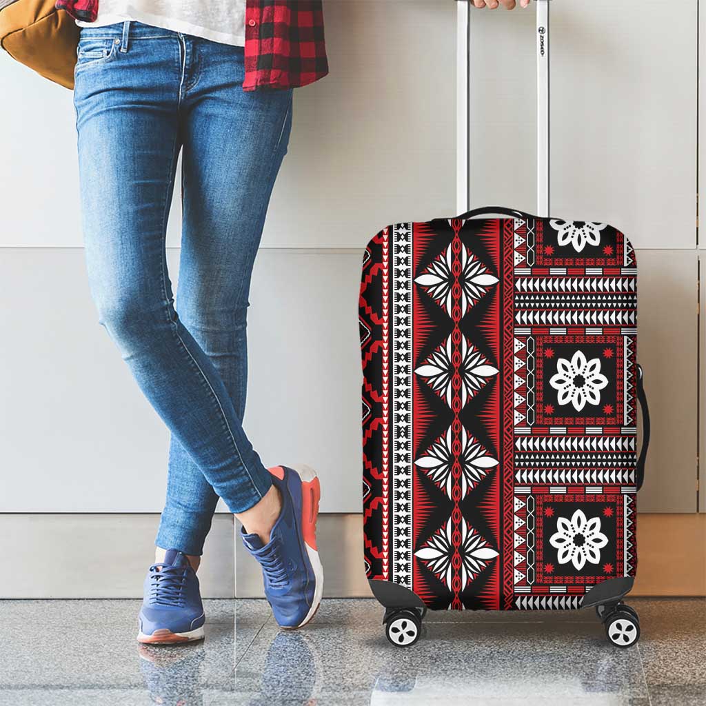 Fiji Masi Tapa Pattern Red Luggage Cover LT01 - Polynesian Pride