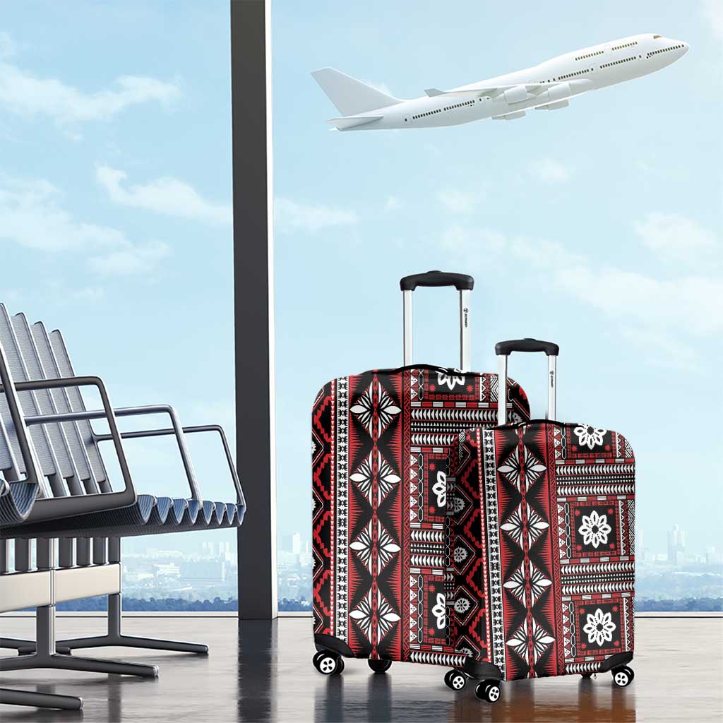 Fiji Masi Tapa Pattern Red Luggage Cover LT01 - Polynesian Pride
