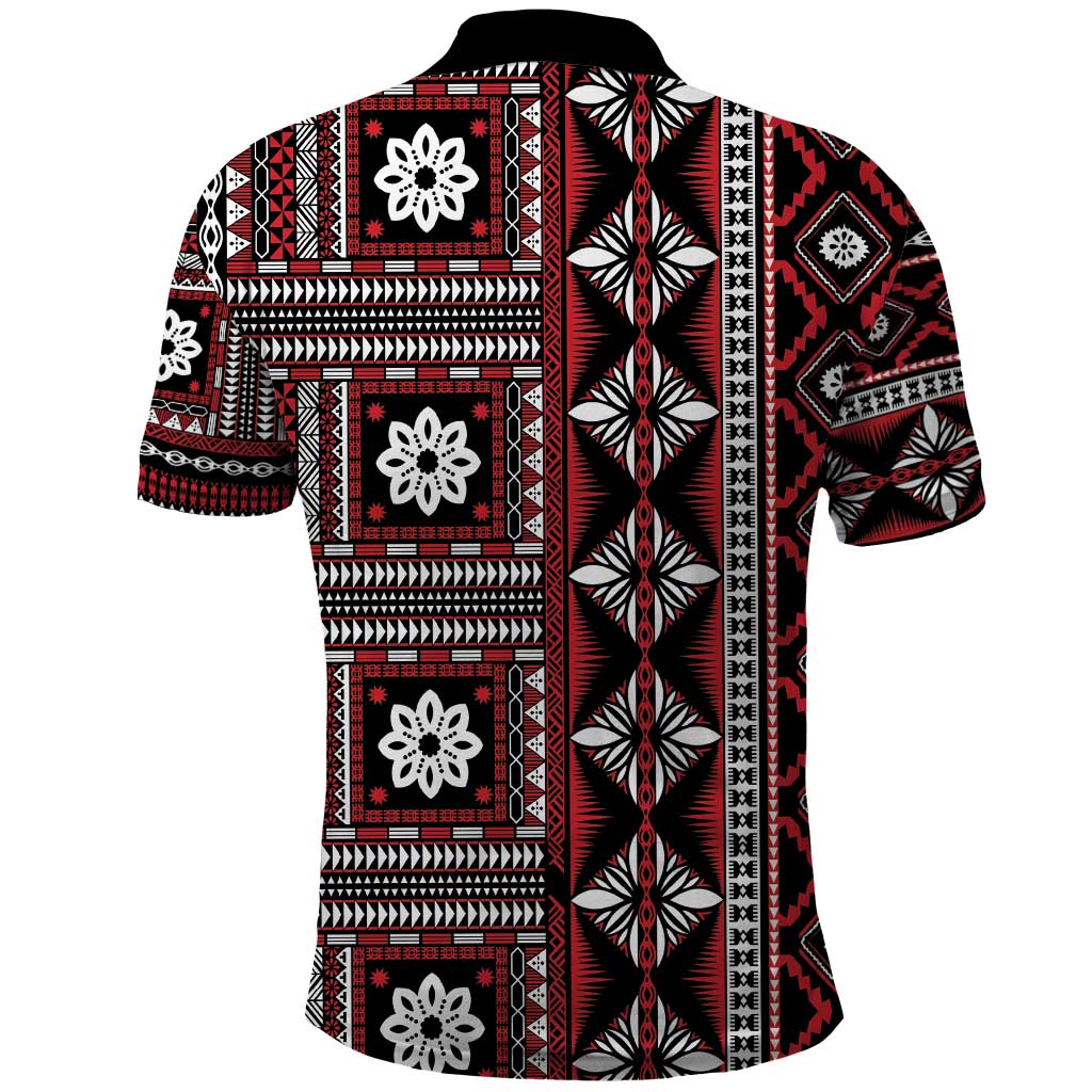 Fiji Masi Tapa Pattern Red Polo Shirt - Polynesian Pride