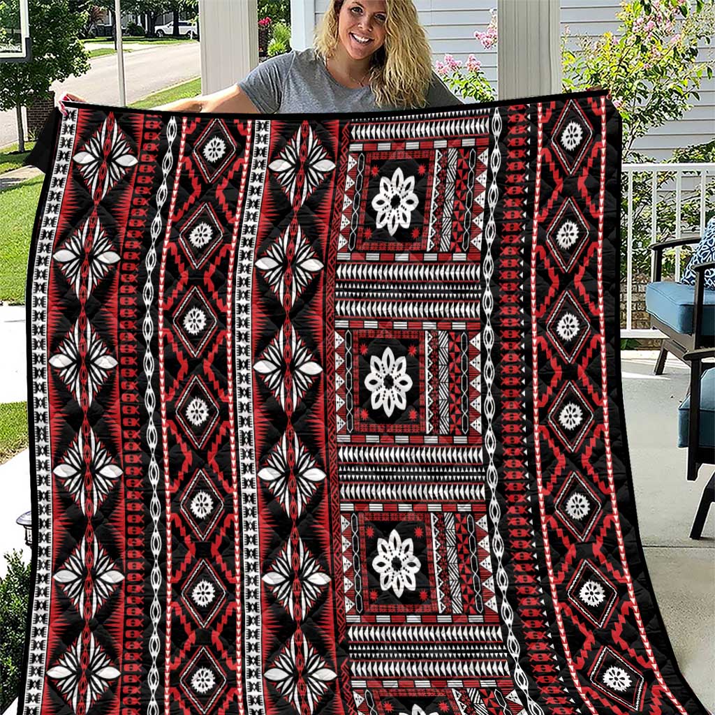 Fiji Masi Tapa Pattern Red Quilt - Polynesian Pride