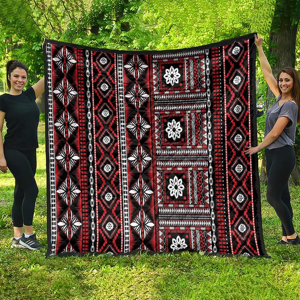 Fiji Masi Tapa Pattern Red Quilt - Polynesian Pride