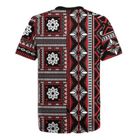 Fiji Masi Tapa Pattern Red Rugby Jersey - Polynesian Pride