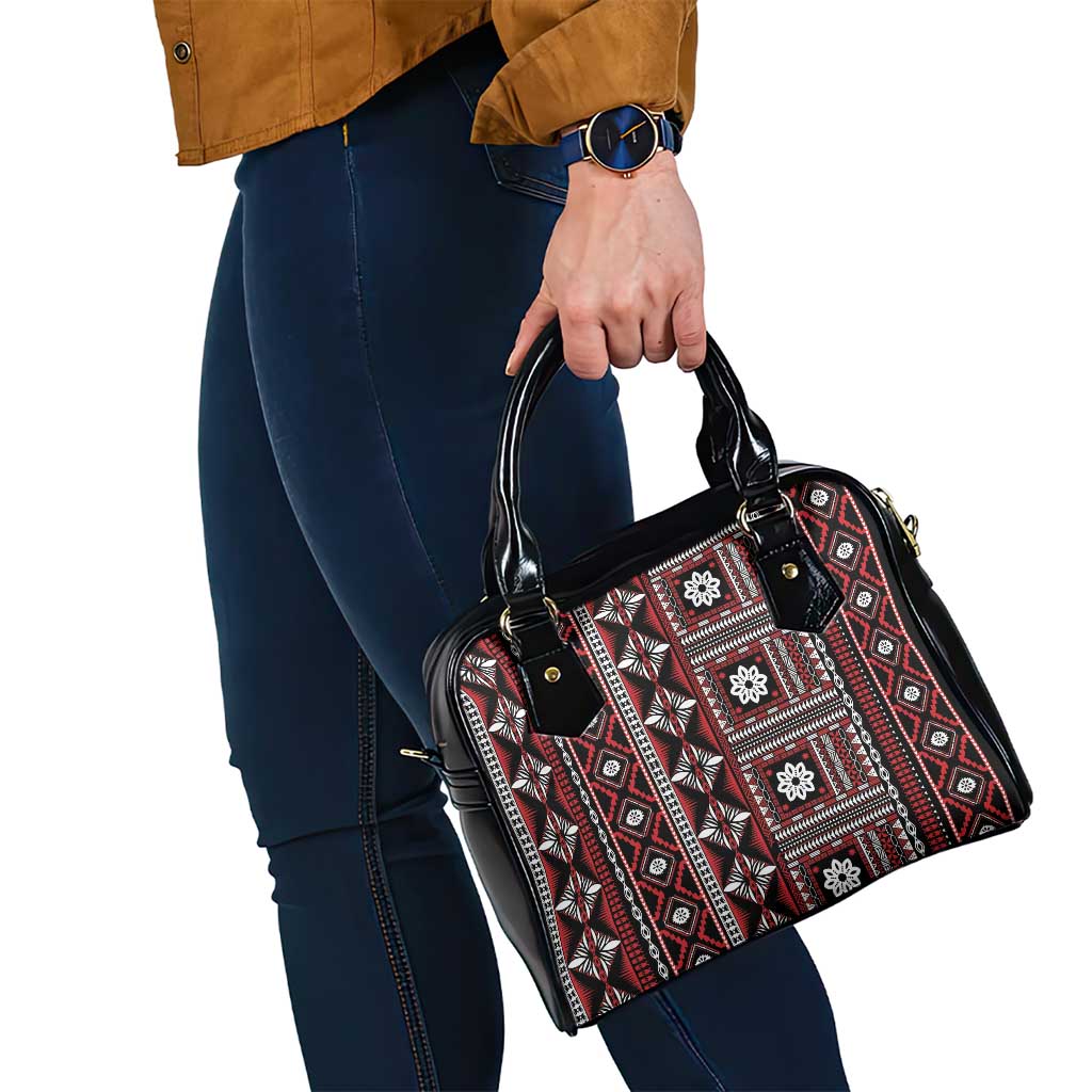 Fiji Masi Tapa Pattern Red Shoulder Handbag - Polynesian Pride