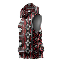 Fiji Masi Tapa Pattern Red Sleeveless Hoodie - Polynesian Pride
