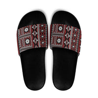Fiji Masi Tapa Pattern Red Slide Sandals LT01 Red - Polynesian Pride