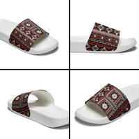 Fiji Masi Tapa Pattern Red Slide Sandals LT01 - Polynesian Pride