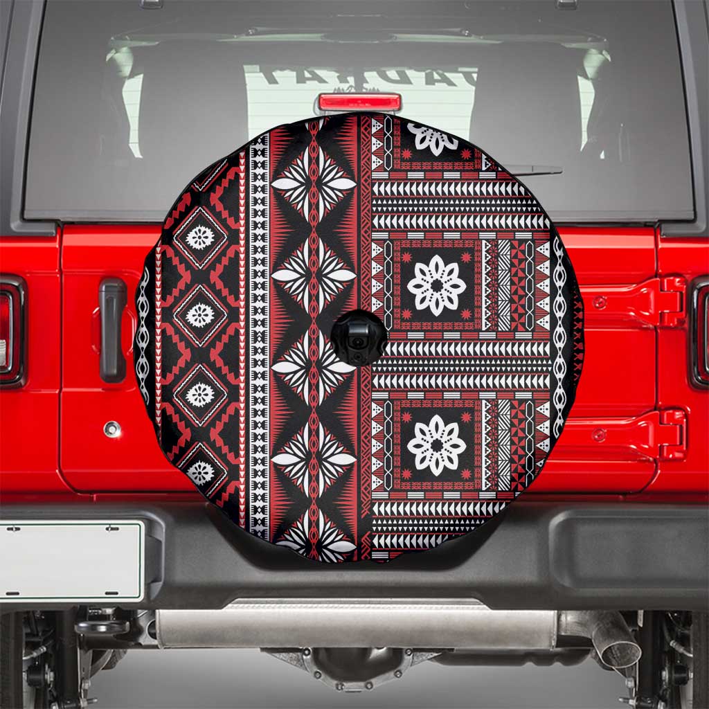 Fiji Masi Tapa Pattern Red Spare Tire Cover LT01 - Polynesian Pride