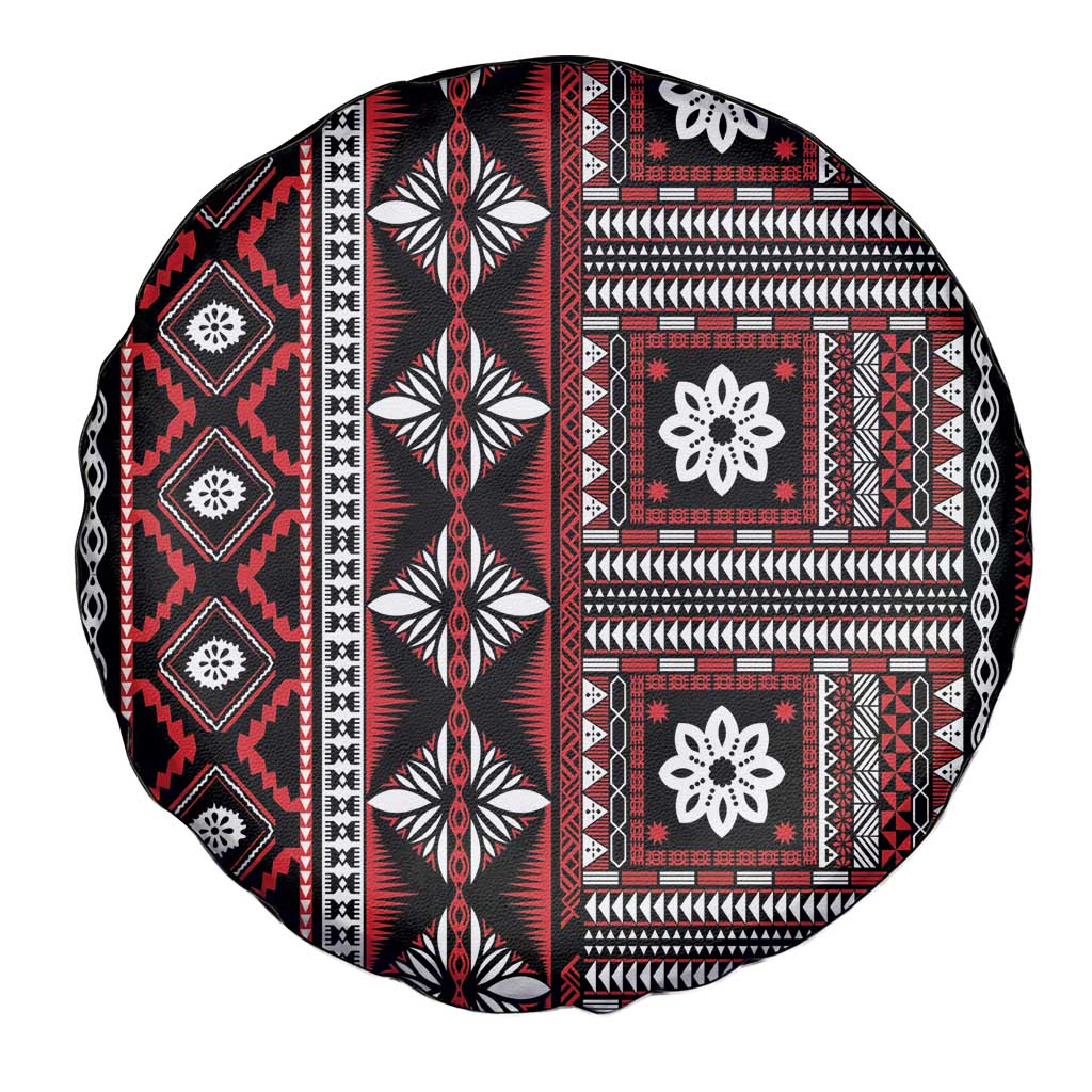 Fiji Masi Tapa Pattern Red Spare Tire Cover LT01 - Polynesian Pride