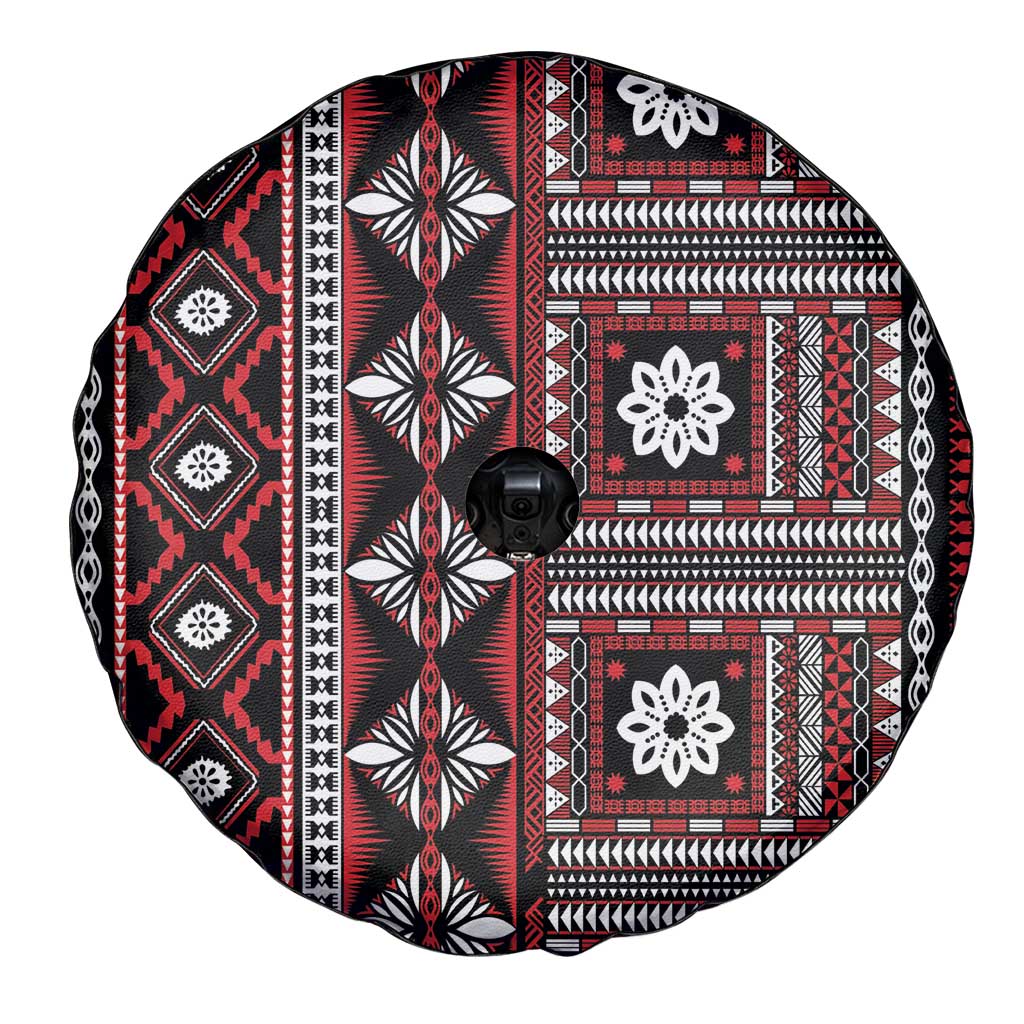 Fiji Masi Tapa Pattern Red Spare Tire Cover LT01 - Polynesian Pride