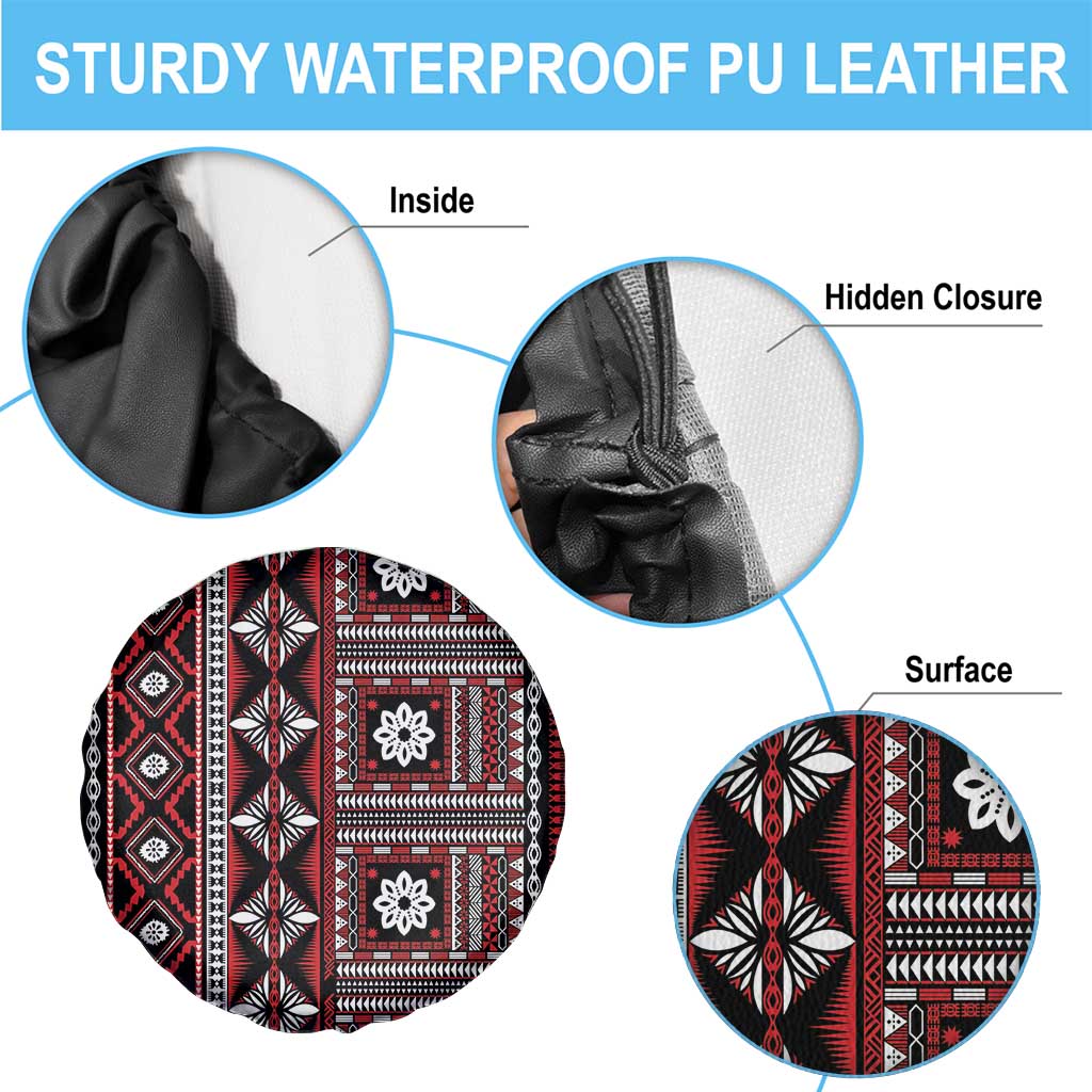 Fiji Masi Tapa Pattern Red Spare Tire Cover LT01 - Polynesian Pride