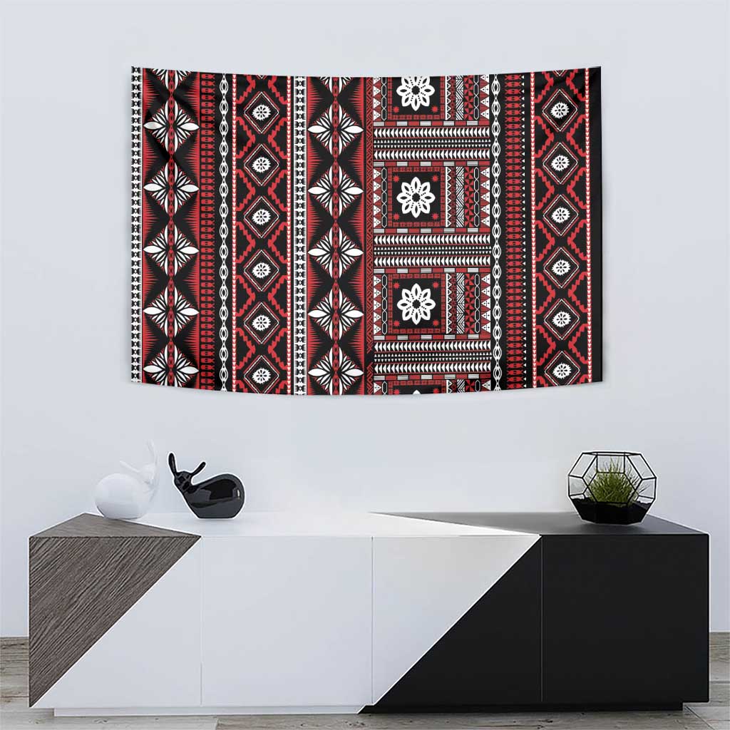 Fiji Masi Tapa Pattern Red Tapestry LT01 - Polynesian Pride