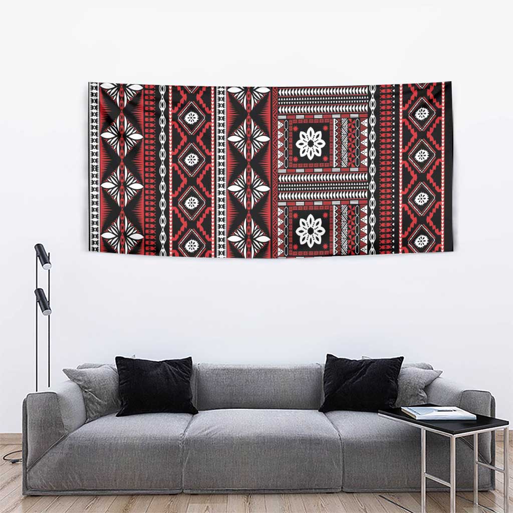 Fiji Masi Tapa Pattern Red Tapestry LT01 - Polynesian Pride