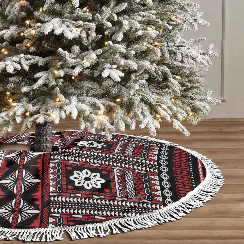 Fiji Masi Tapa Pattern Red Tree Skirt - Polynesian Pride