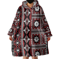 Fiji Masi Tapa Pattern Red Wearable Blanket Hoodie - Polynesian Pride