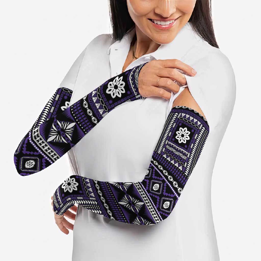 Fiji Masi Tapa Pattern Purple Arm Sleeves - Polynesian Pride