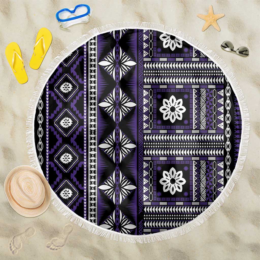 Fiji Masi Tapa Pattern Purple Beach Blanket LT01 One Size 150cm Purple - Polynesian Pride