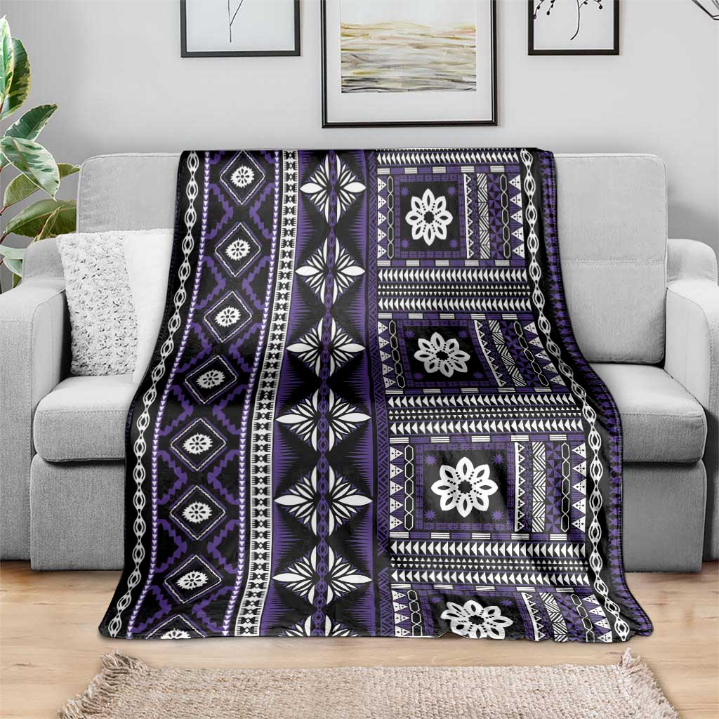 Fiji Masi Tapa Pattern Purple Blanket - Polynesian Pride