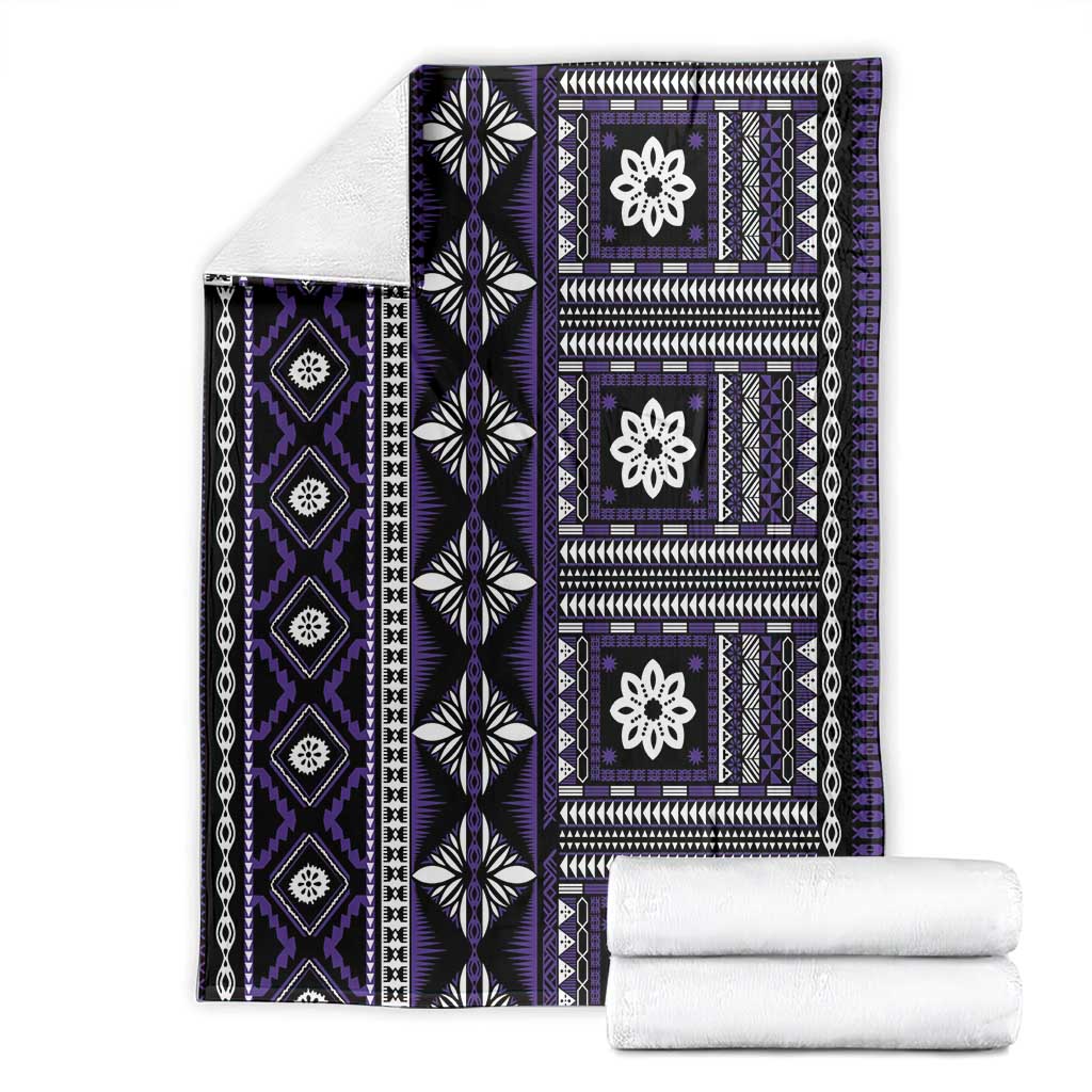 Fiji Masi Tapa Pattern Purple Blanket - Polynesian Pride