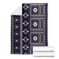 Fiji Masi Tapa Pattern Purple Blanket - Polynesian Pride