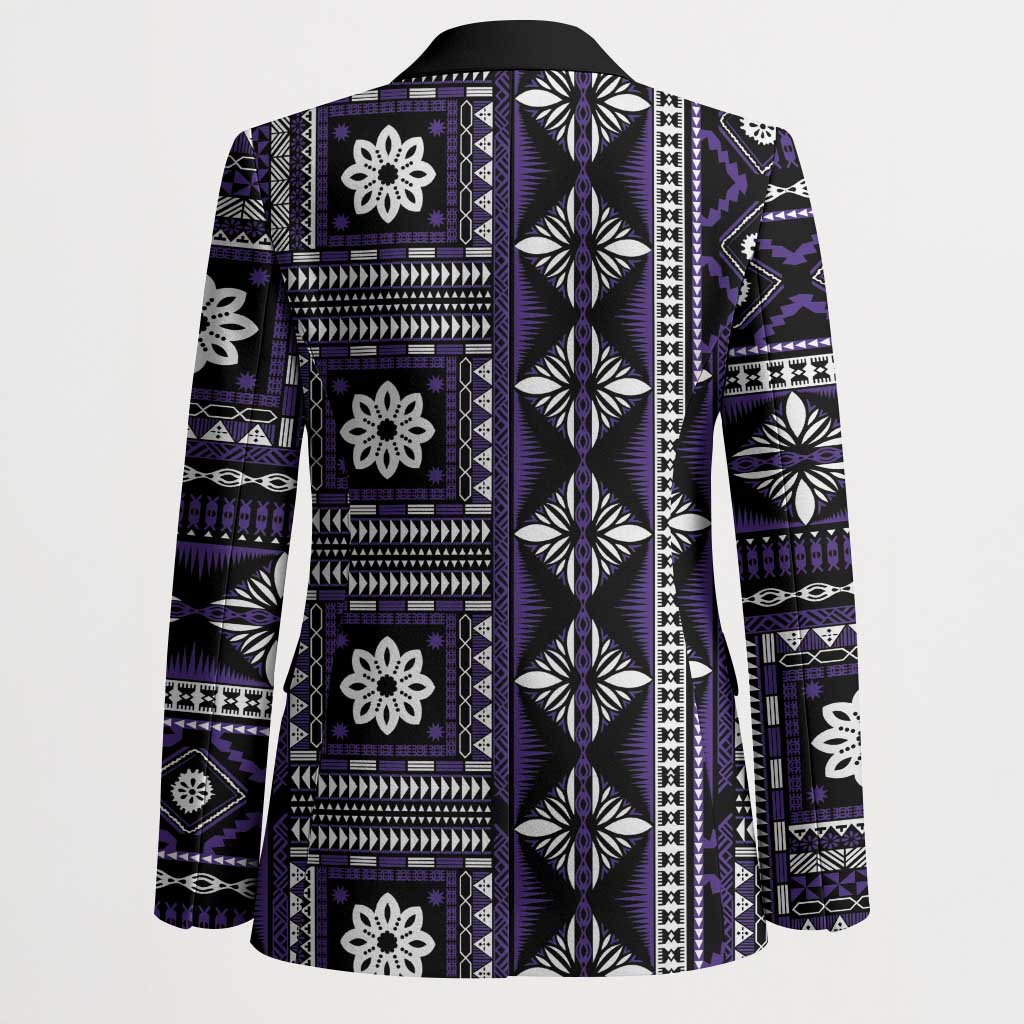 Fiji Masi Tapa Pattern Purple Blazer - Polynesian Pride