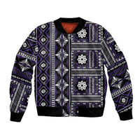 Fiji Masi Tapa Pattern Purple Bomber Jacket LT01 Unisex Purple - Polynesian Pride