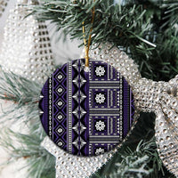 Fiji Masi Tapa Pattern Purple Ceramic Ornament LT01 - Polynesian Pride