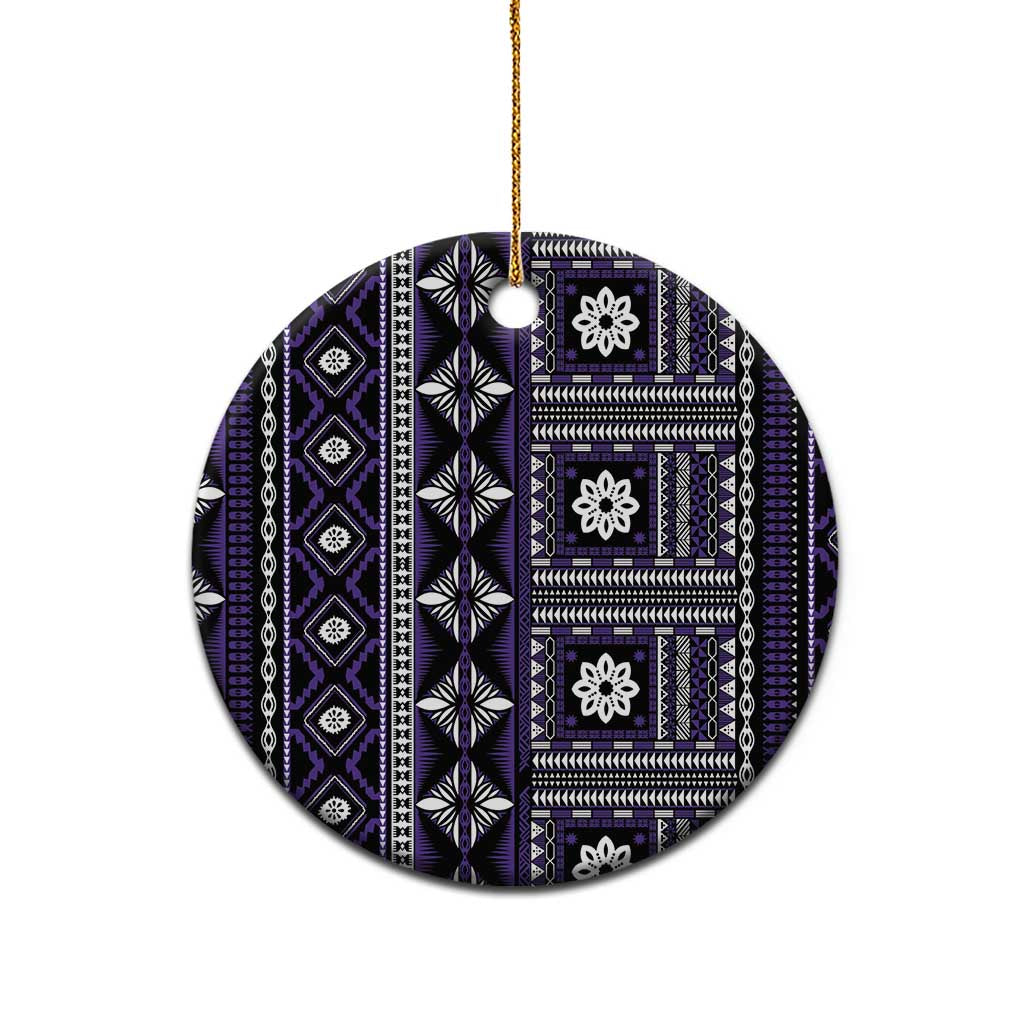 Fiji Masi Tapa Pattern Purple Ceramic Ornament LT01 - Polynesian Pride