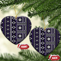 Fiji Masi Tapa Pattern Purple Ceramic Ornament LT01 Heart Purple - Polynesian Pride
